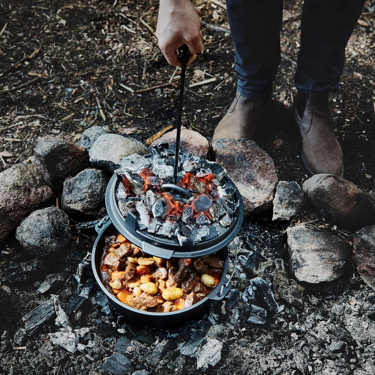 Olla de Hierro Fundido 6Qt Uno Casa para Camping - Pre-Sazonada