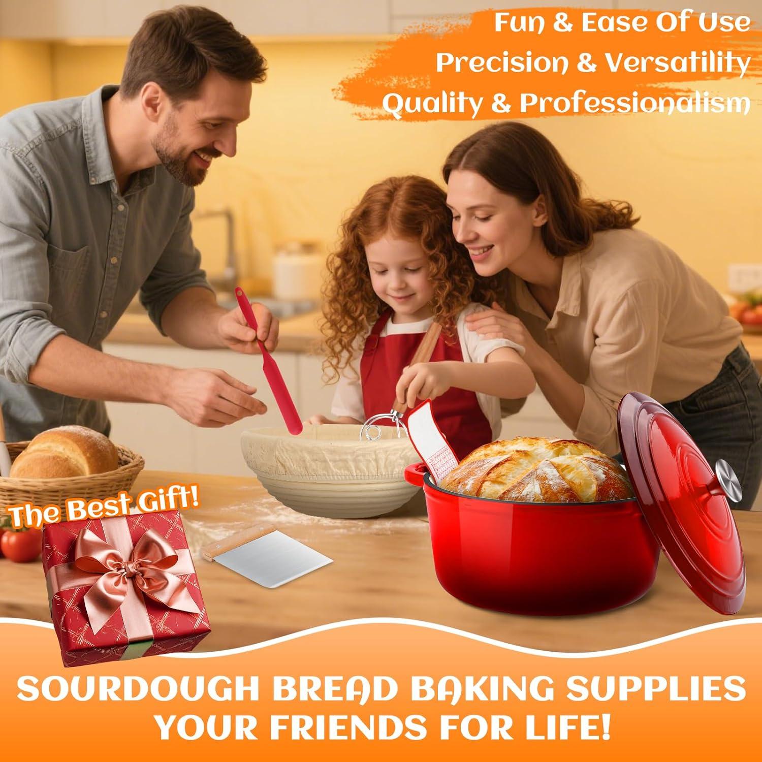 Olla de hierro fundido esmaltada NZQXJXZ 5QT con tapa y kit de pan