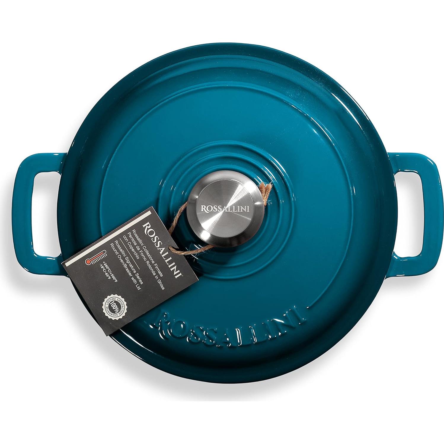 Olla de Hierro Fundido Enameled ROSSALLINI 5.5L Azul Océano