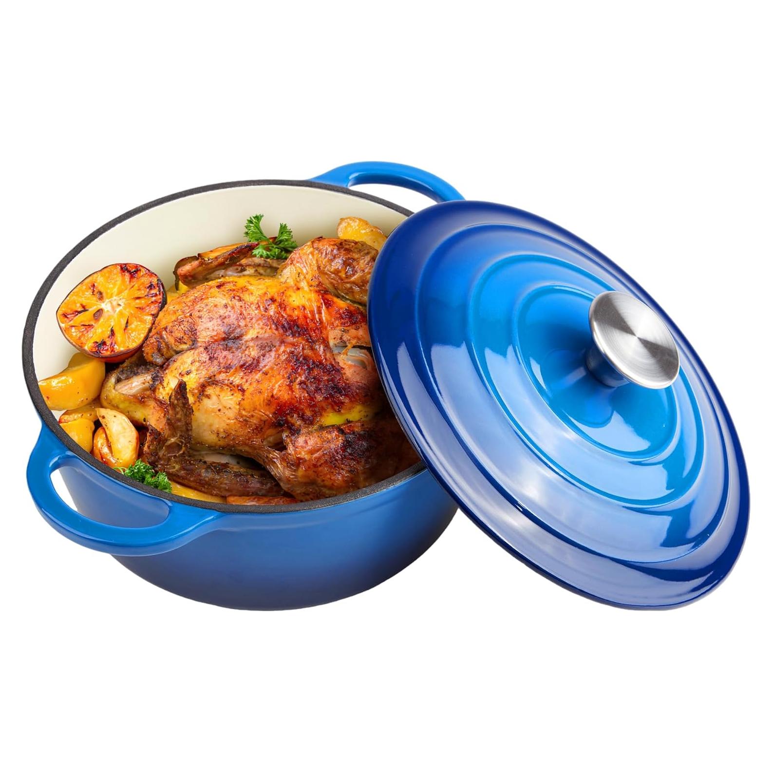 Olla de Hierro Fundido Enameleda Alathote 6L Azul Redonda