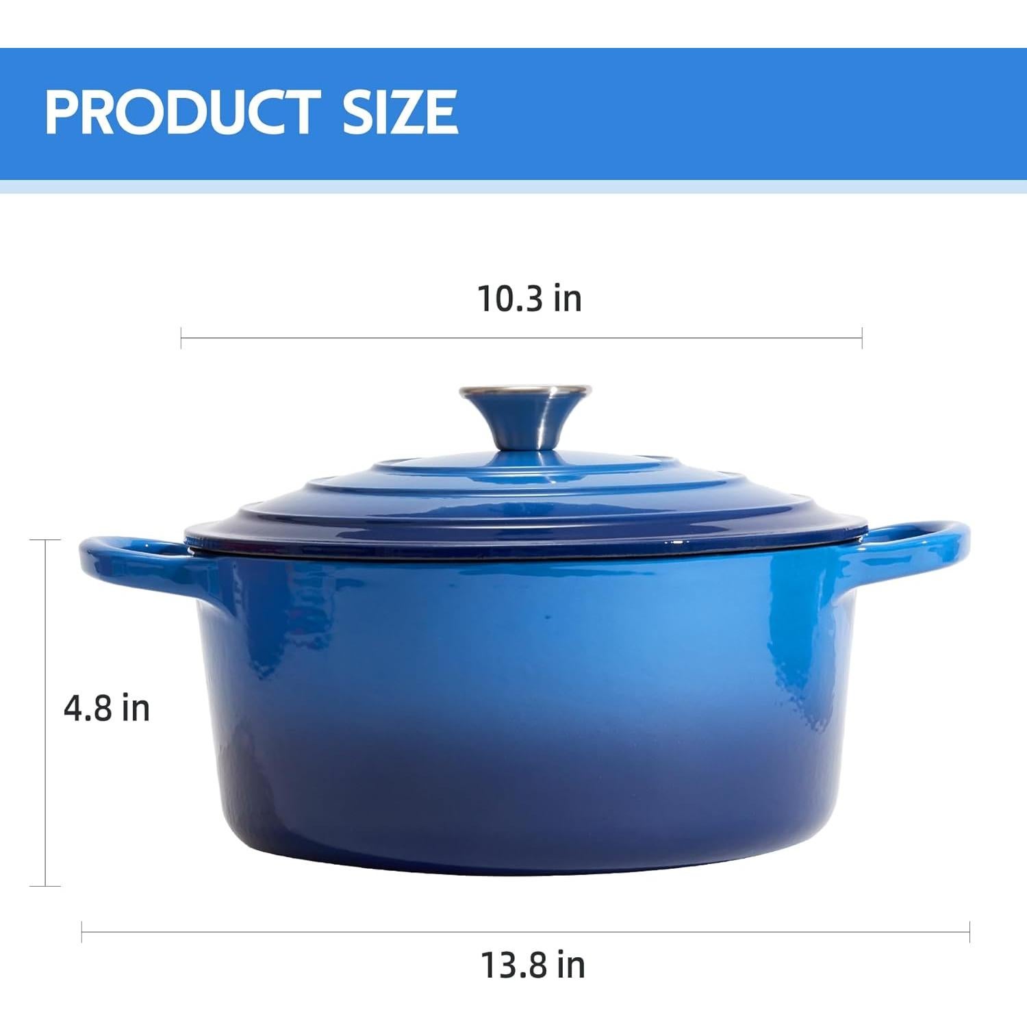 Olla de Hierro Fundido Enameleda Alathote 6L Azul Redonda