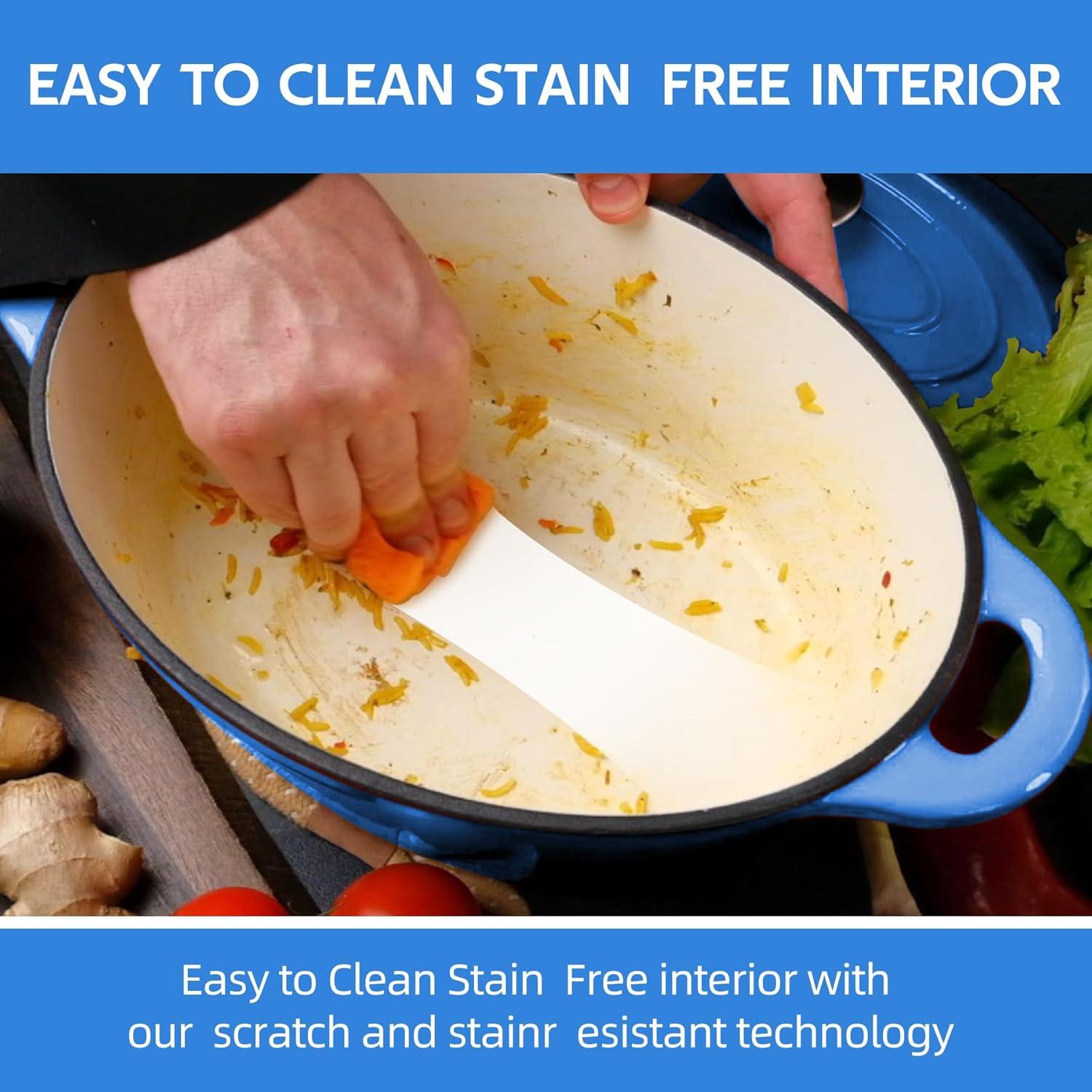 Olla de Hierro Fundido Enameled Alathote 5.5 QT Azul Ovalada