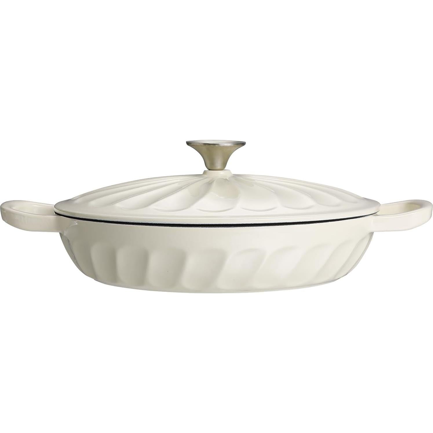 Braiser de Hierro Fundido Enameled NSIRONS 3.8 QT Blanco