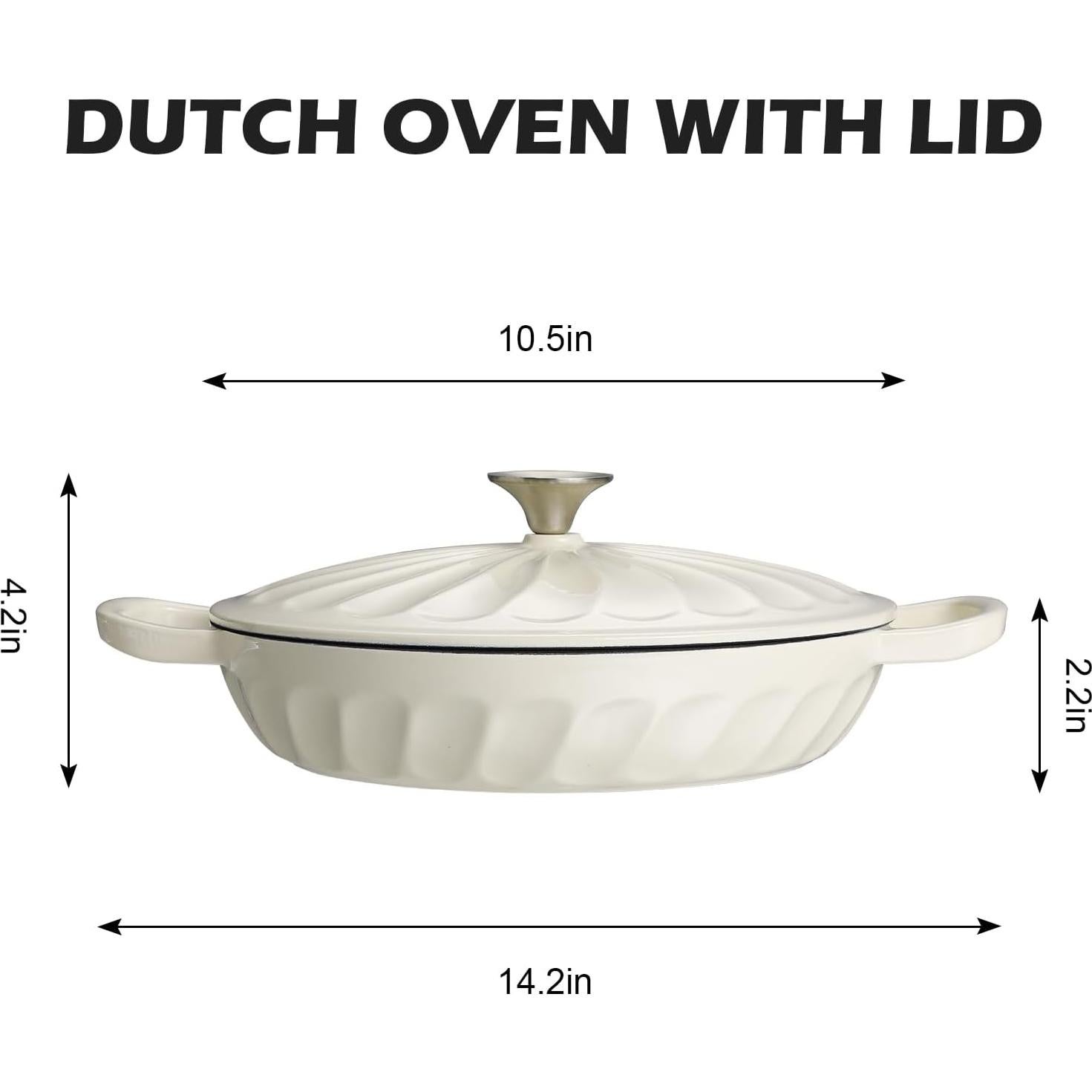 Braiser de Hierro Fundido Enameled NSIRONS 3.8 QT Blanco