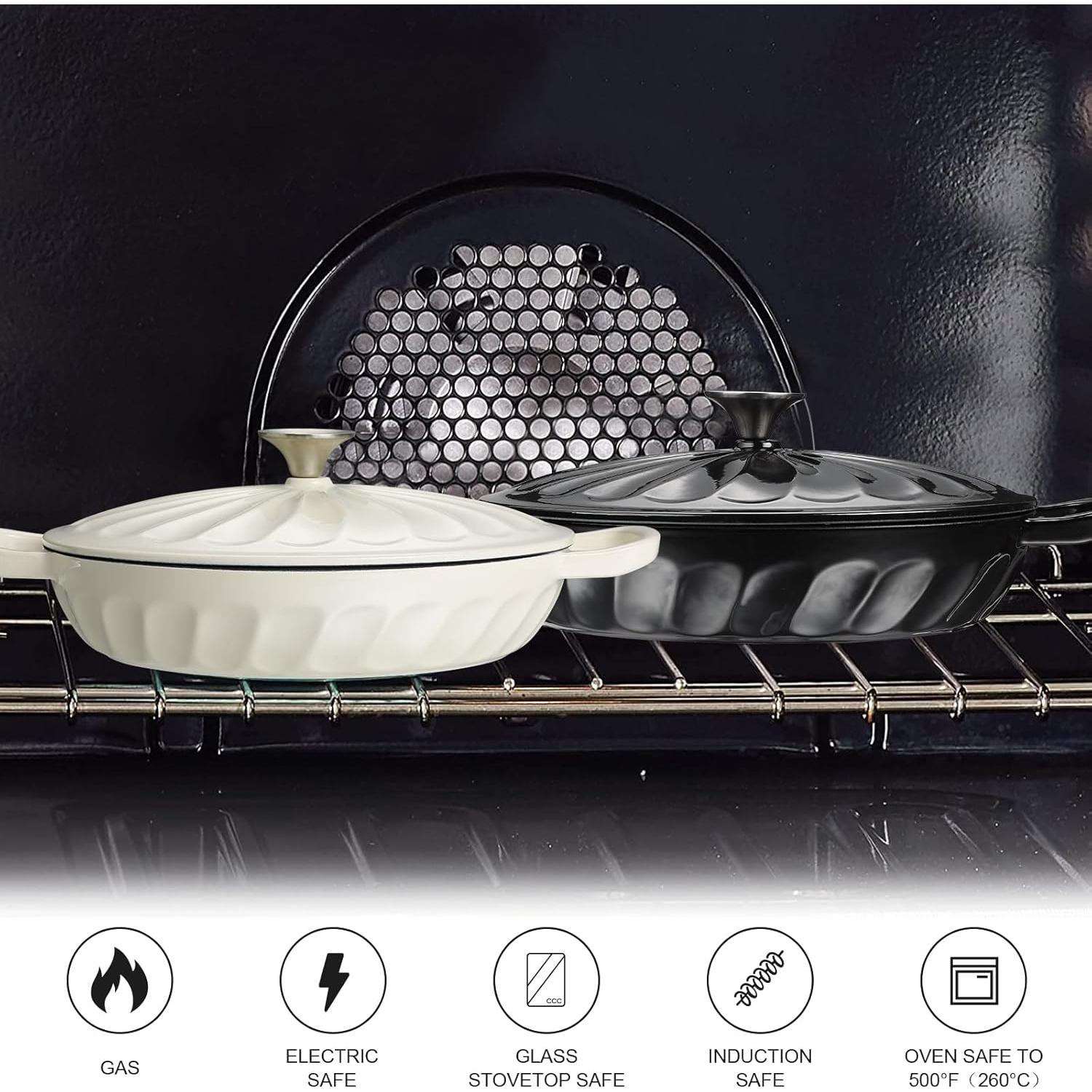 Braiser de Hierro Fundido Enameled NSIRONS 3.8 QT Blanco