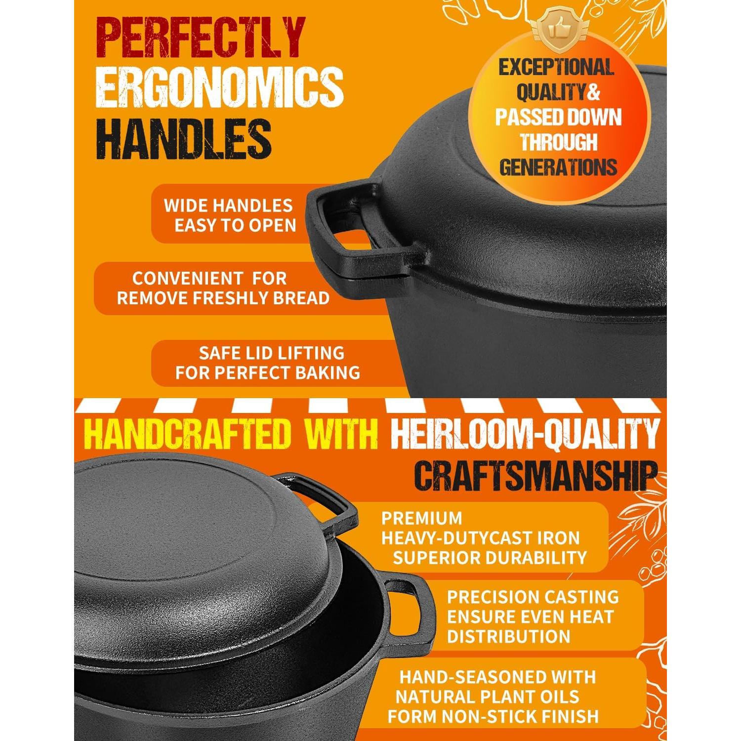 Horno Holandés Sxmprail 5QT Hierro Fundido Pre-Sazonado