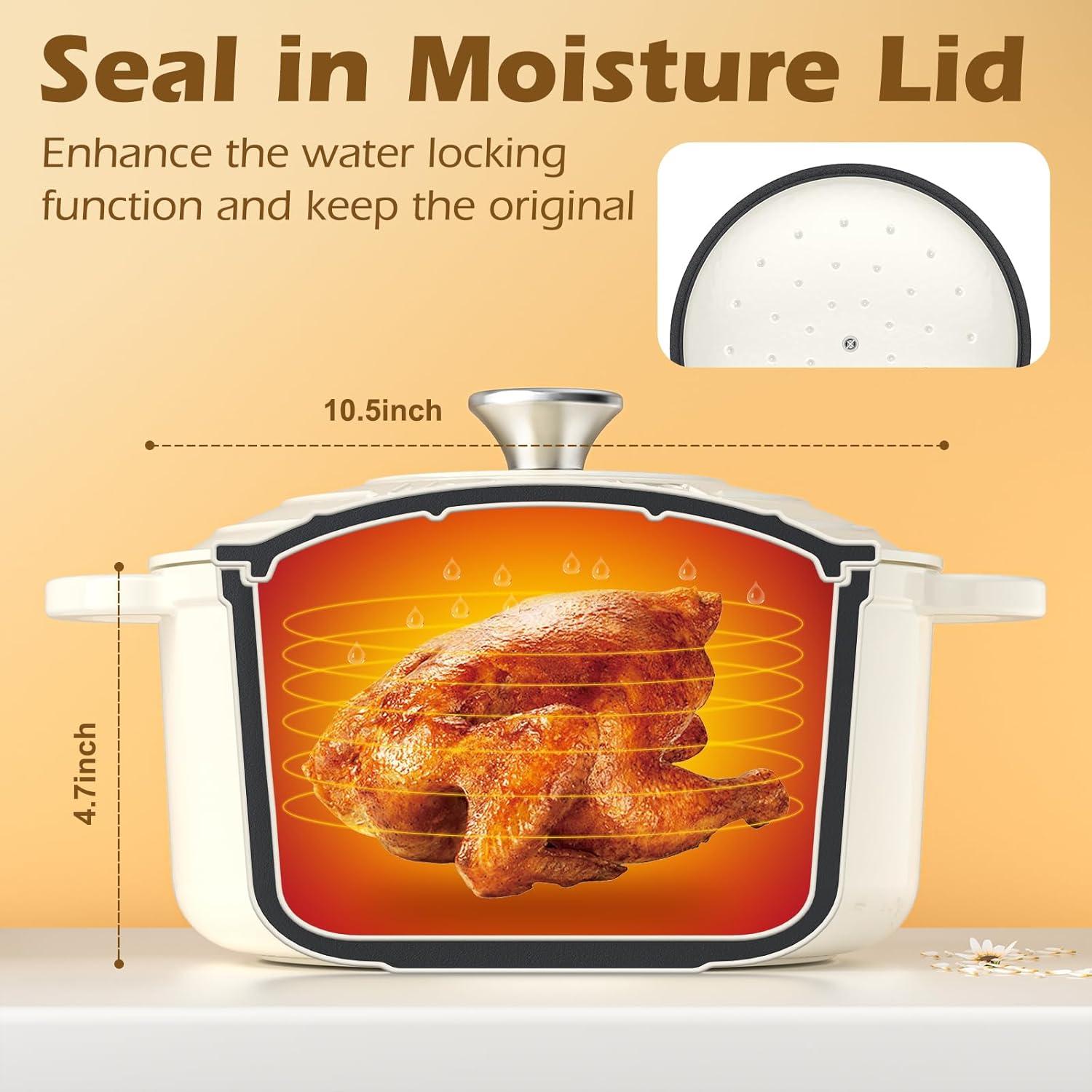 Horno Holandés Umite Chef 5QT Hierro Fundido Enameled Blanco