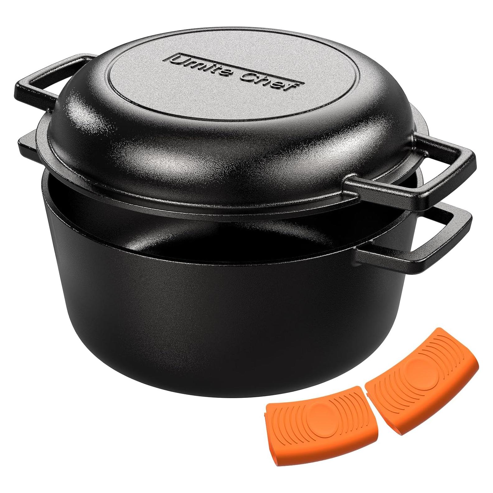 Olla de Hierro Fundido Pre-Sazonada Umite Chef 5QT con Tapa