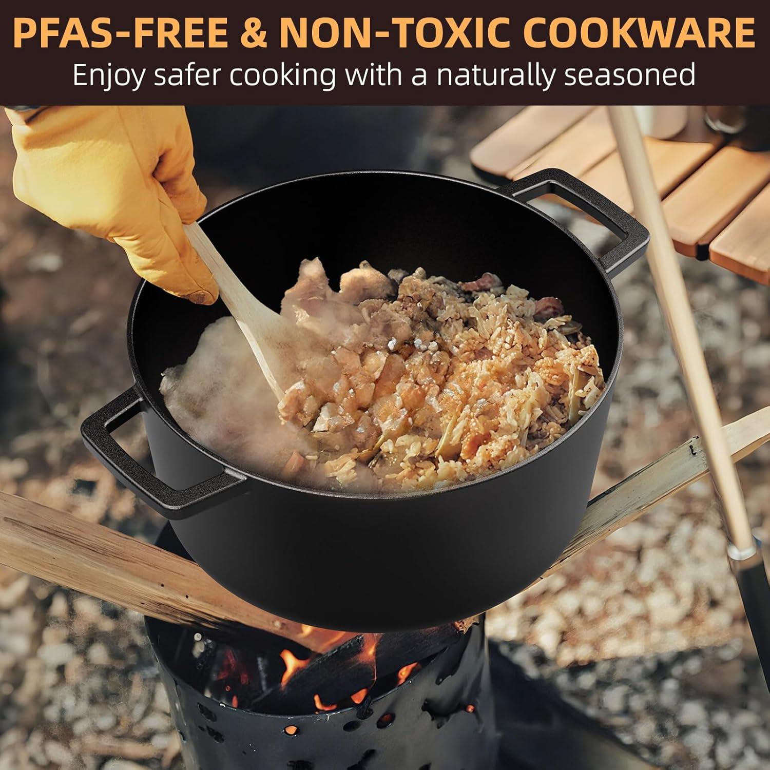 Olla de Hierro Fundido Pre-Sazonada Umite Chef 5QT con Tapa