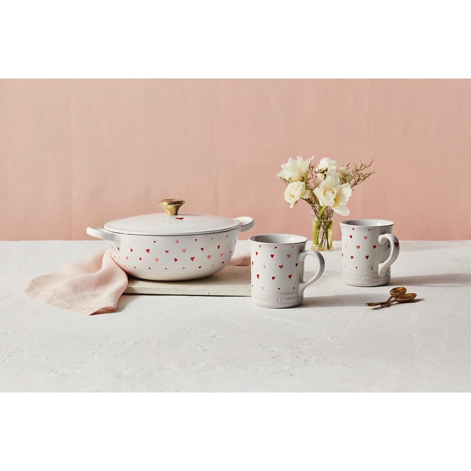 Olla de Hierro Fundido Enameled Le Creuset 2.6L Blanca Corazón