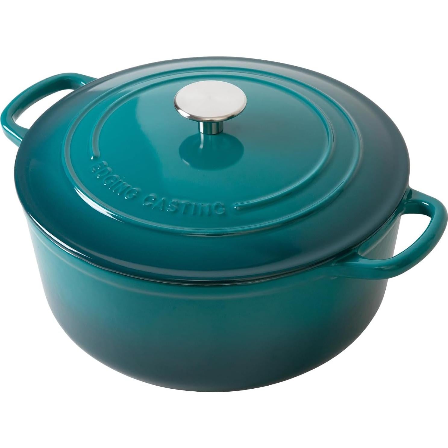 Olla de Hierro Fundido Enameled 7L EDGING CASTING Cian Oscuro