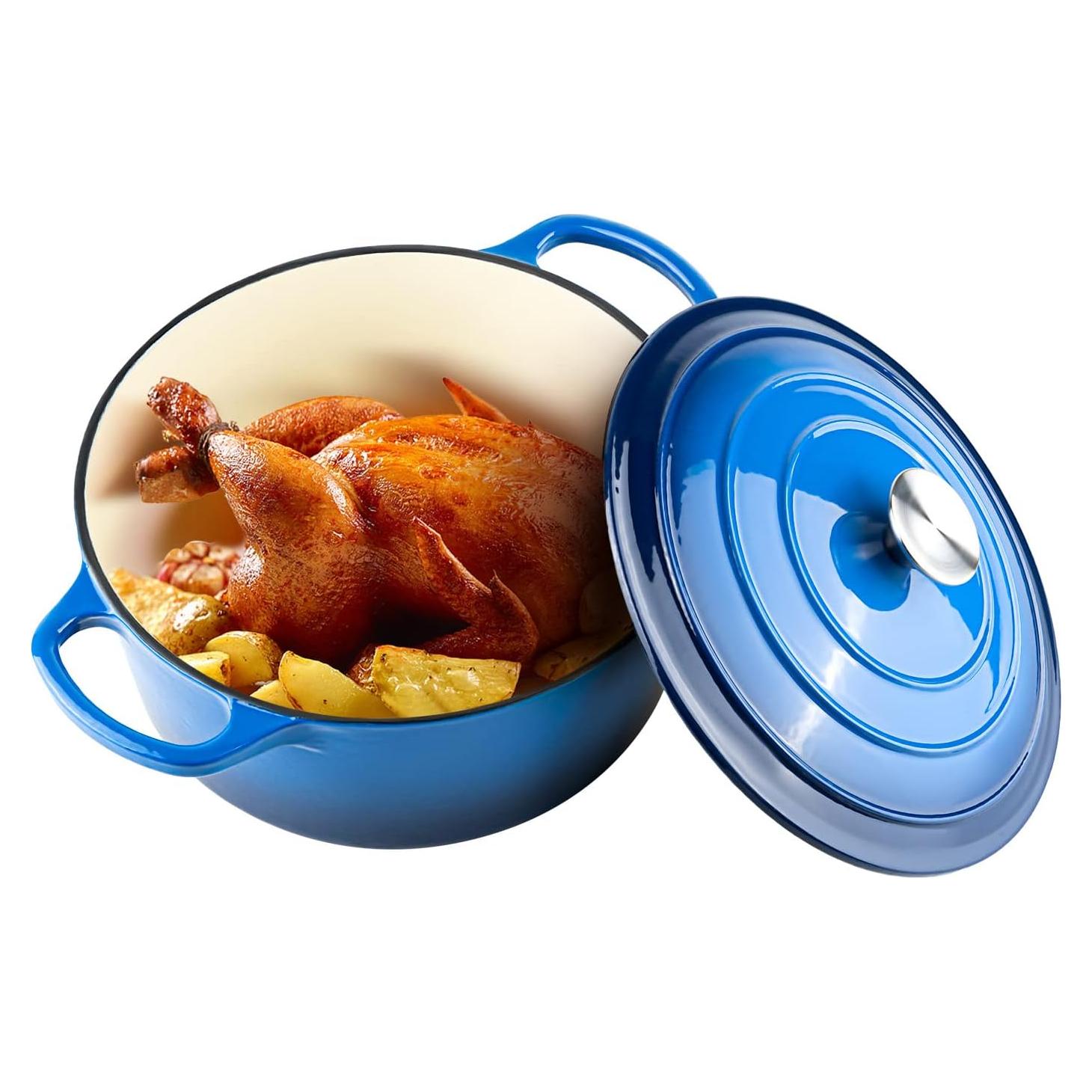 Olla Holandesa Enameled Miereirl 6QT Hierro Fundido Azul