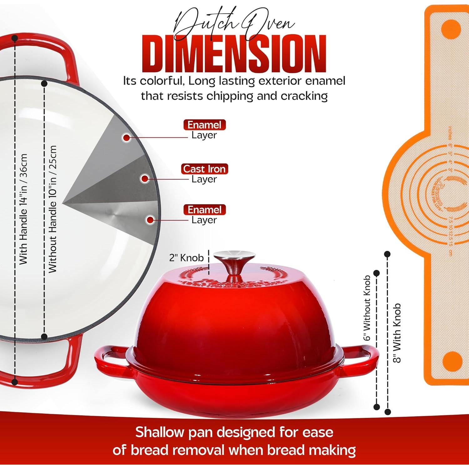 Olla de Hierro Fundido Enameleda Renaza 6L para Pan y Cazuelas