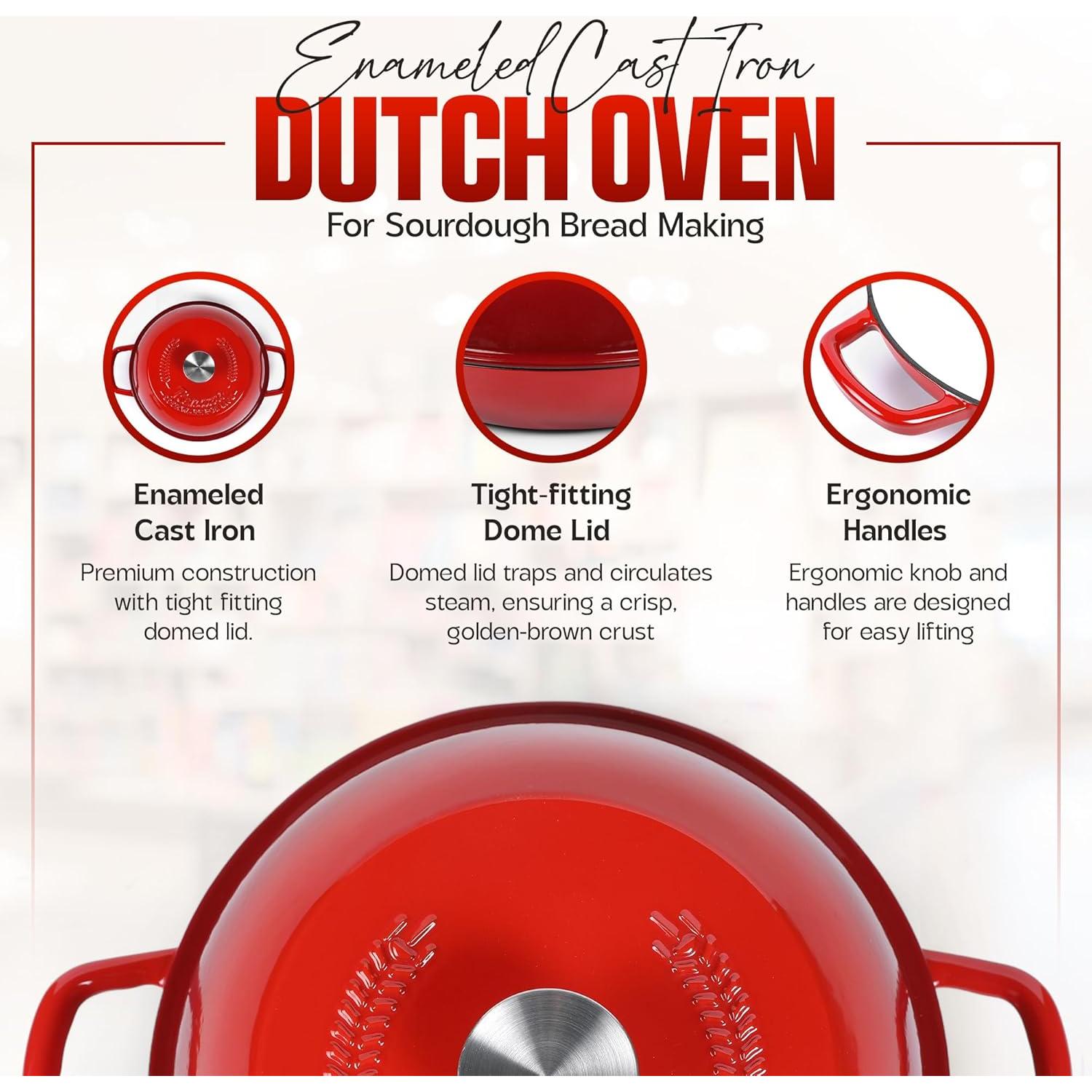 Olla de Hierro Fundido Enameleda Renaza 6L para Pan y Cazuelas