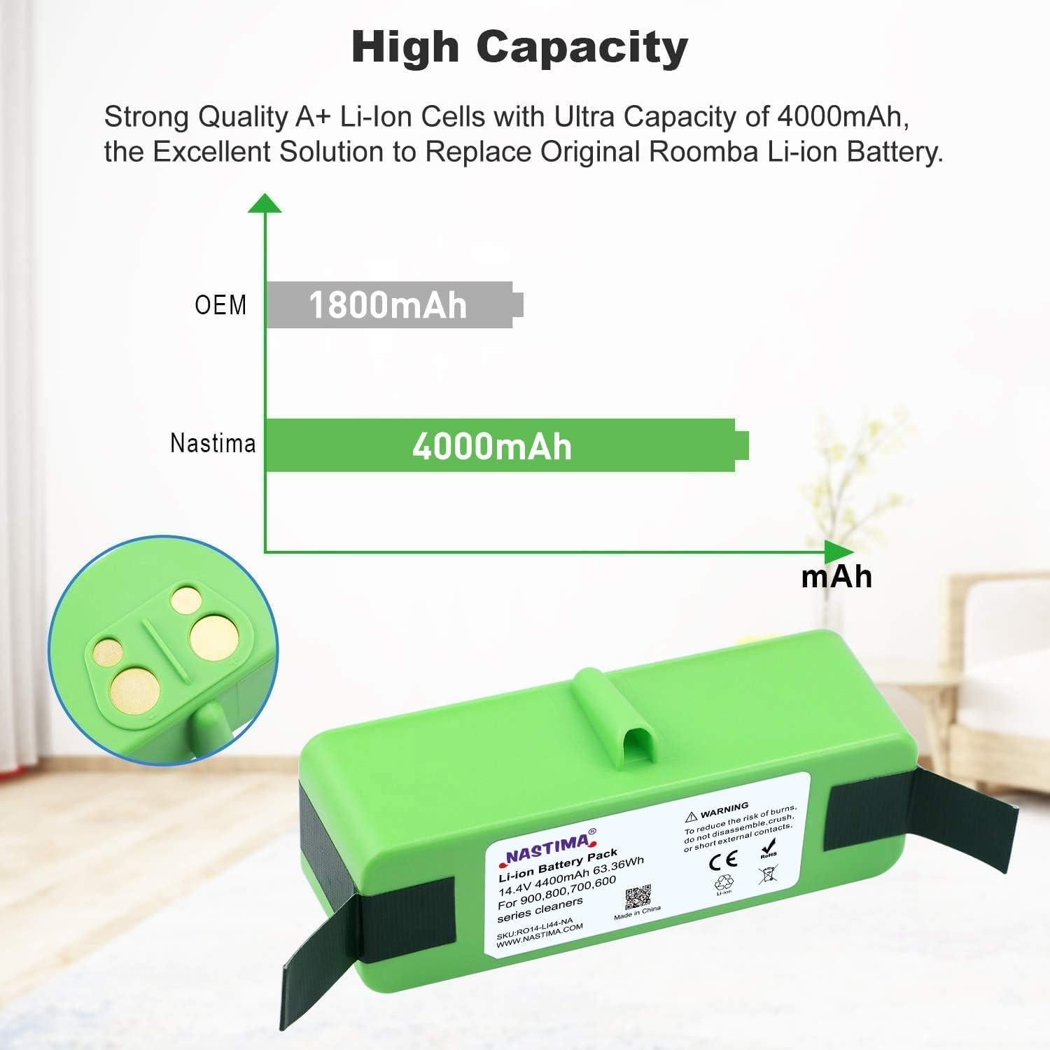 Batería NASTIMA 4400mAh Li-ion para iRobot Roomba 600/700/800/900