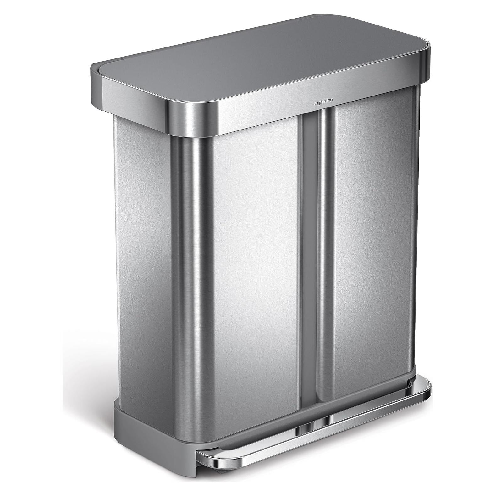 Basurero Doble Compartimento 58L simplehuman Acero Inoxidable