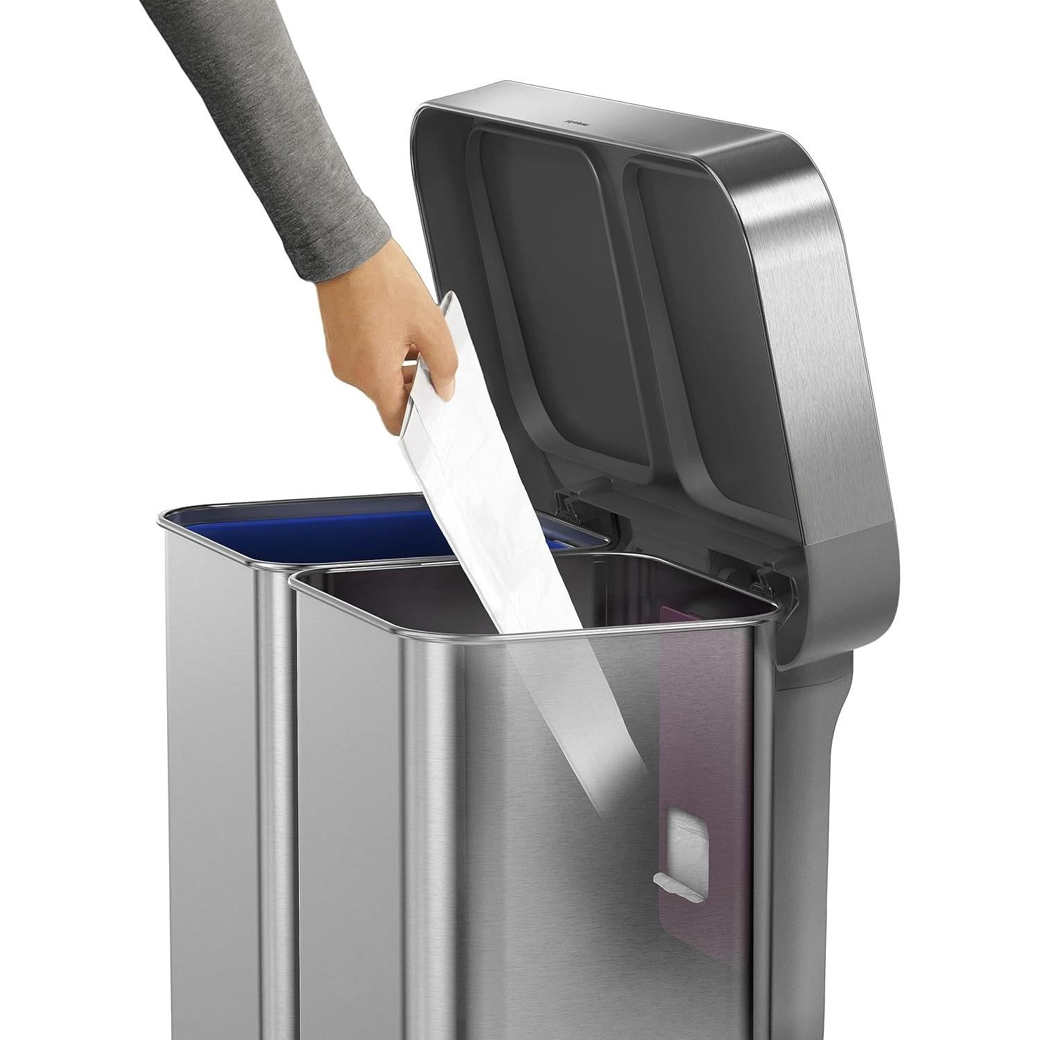 Basurero Doble Compartimento 58L simplehuman Acero Inoxidable