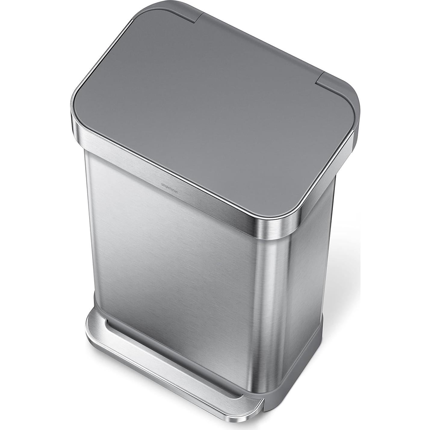 Basurero de Cocina 45L simplehuman Acero Inoxidable Tapa Paso