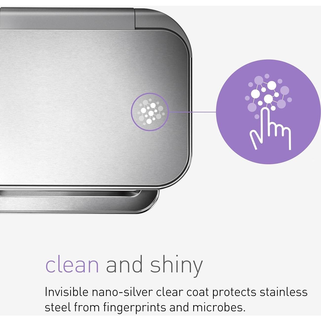 Basurero de Cocina 45L simplehuman Acero Inoxidable Tapa Paso