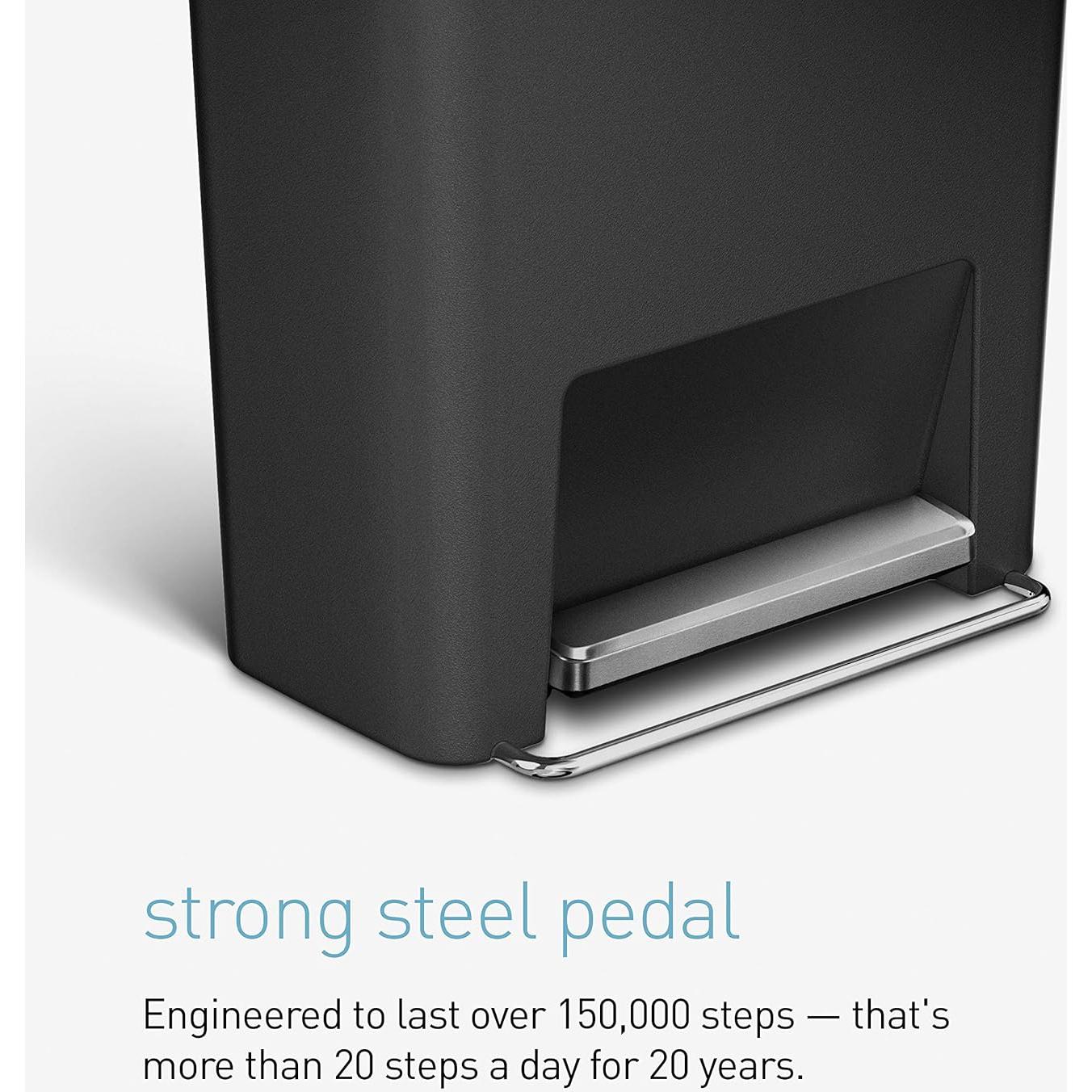 Cubo de Basura Rectangular 45L simplehuman Gris con Tapa Cierre Suave