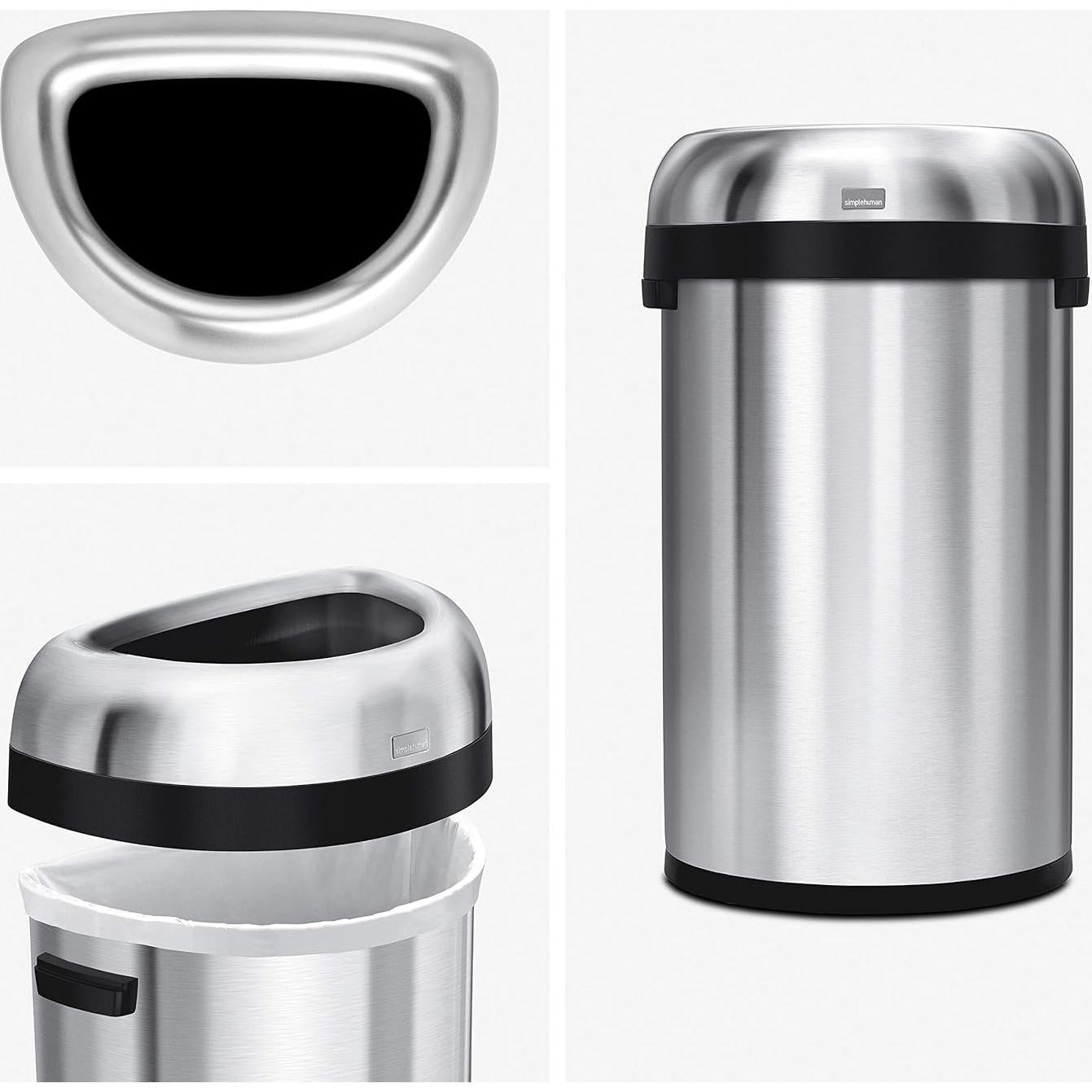 Basurero Semi-redondo 60L Acero Inoxidable simplehuman