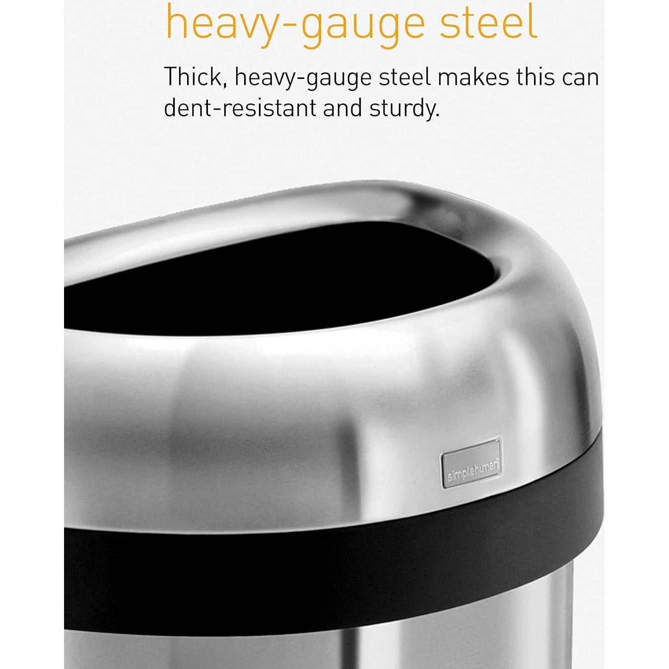 Basurero Semi-redondo 60L Acero Inoxidable simplehuman