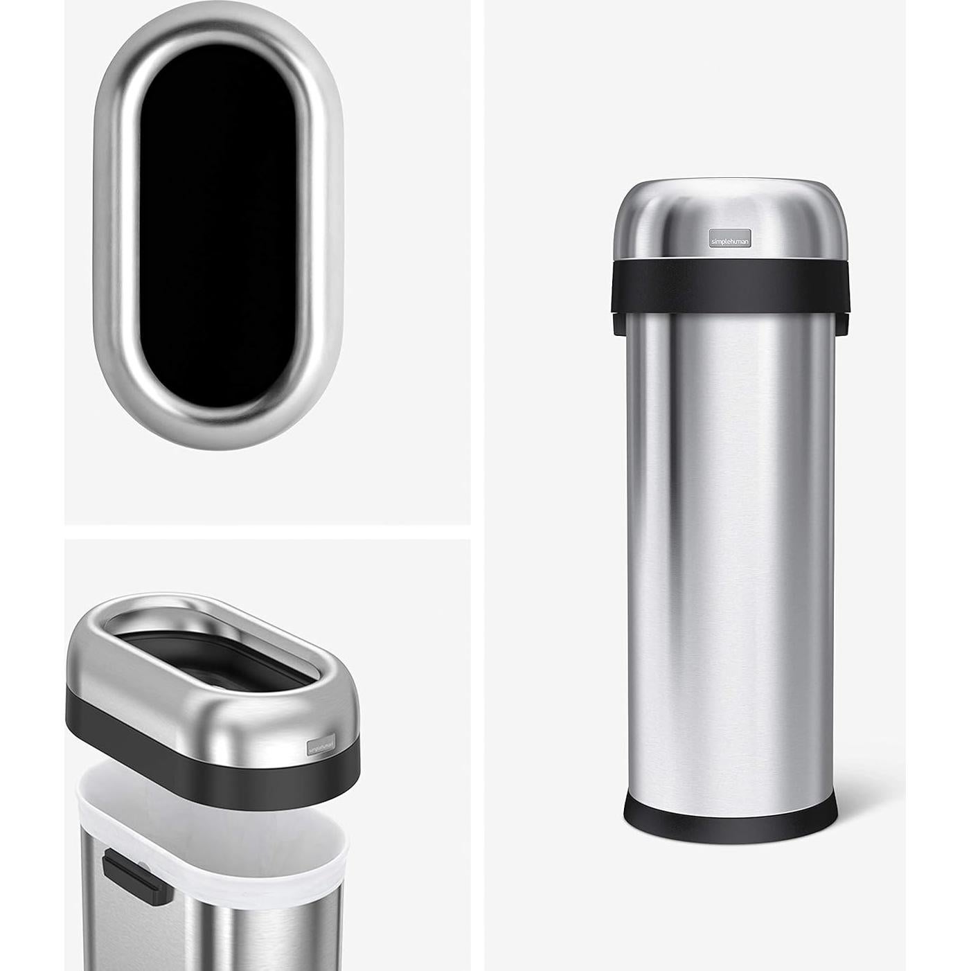 Bote de Basura Abierto Slim 50L simplehuman Acero Inoxidable