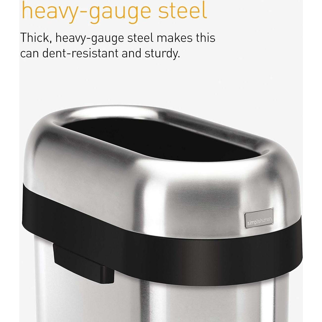 Bote de Basura Abierto Slim 50L simplehuman Acero Inoxidable