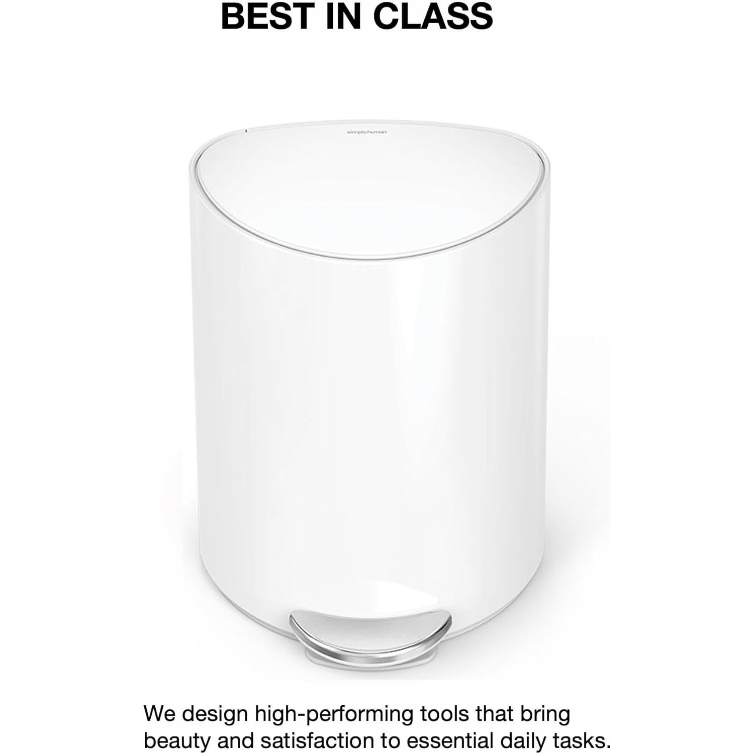 Cubo de Basura 6L simplehuman Acero Blanco Semi-Circular