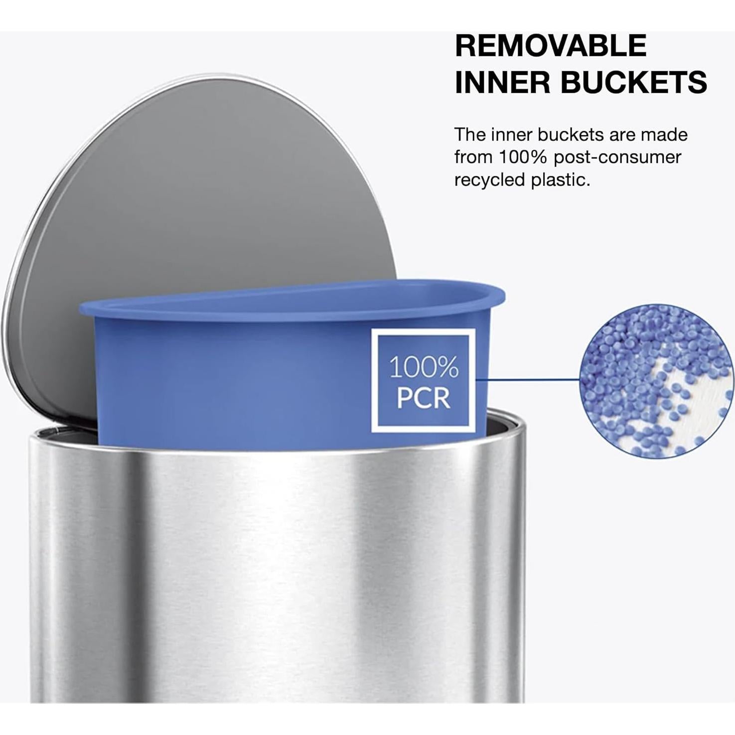 Cubo de Basura 6L simplehuman Acero Blanco Semi-Circular