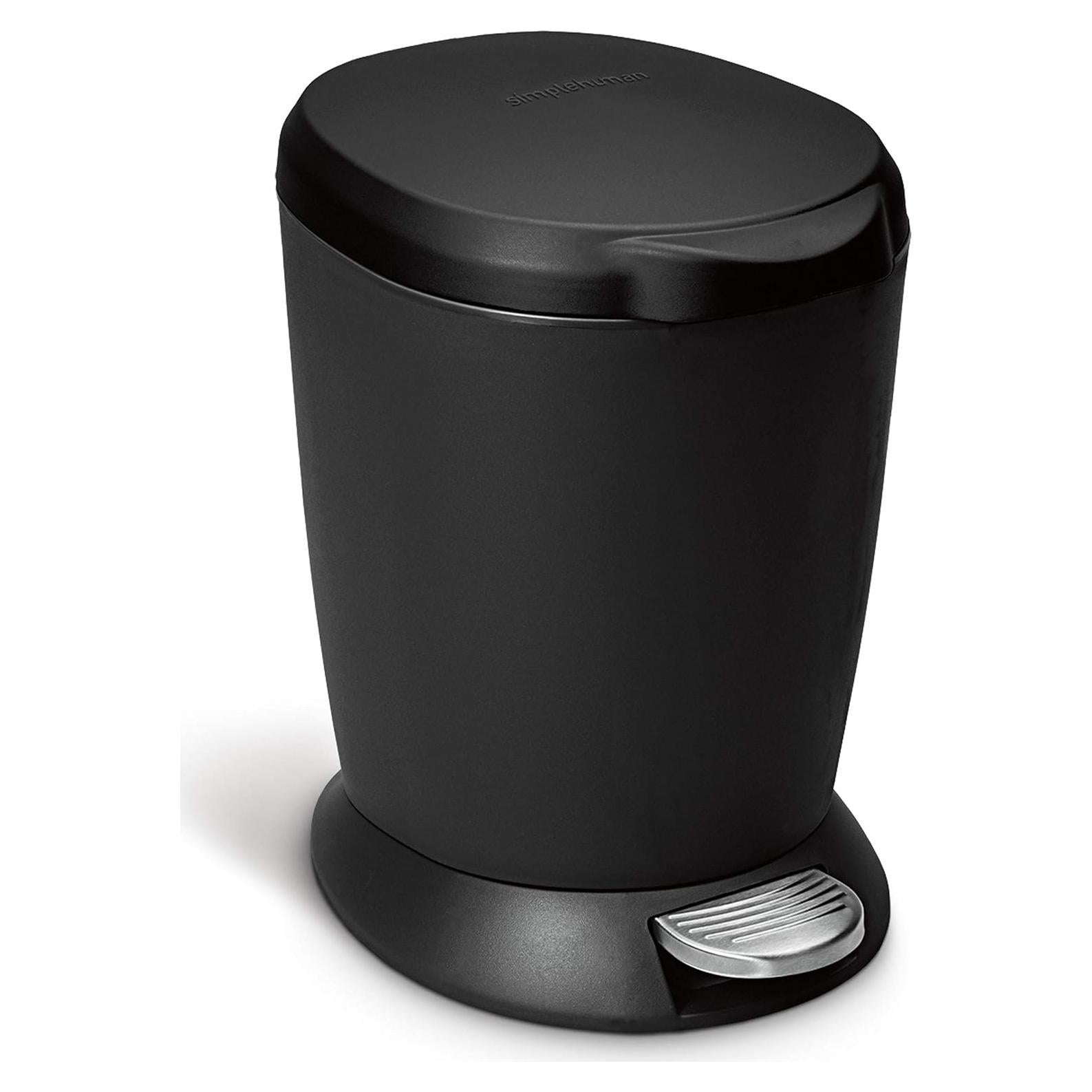 Basurero Compacto de Plástico 6L simplehuman Negro Redondo