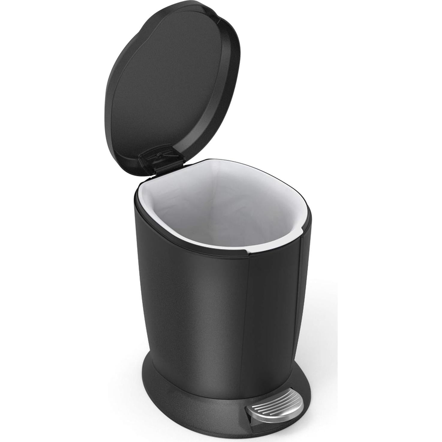 Basurero Compacto de Plástico 6L simplehuman Negro Redondo