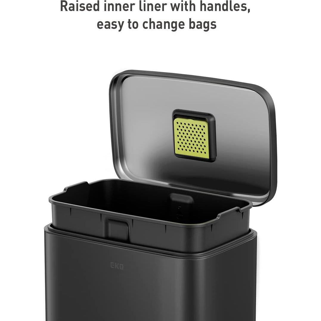 Cubo de Basura EKO Madison 50L Negro Mate con Tapa a Pedal
