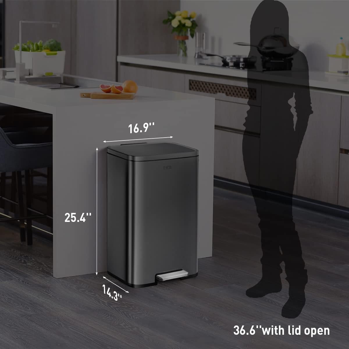 Cubo de Basura EKO Madison 50L Negro Mate con Tapa a Pedal