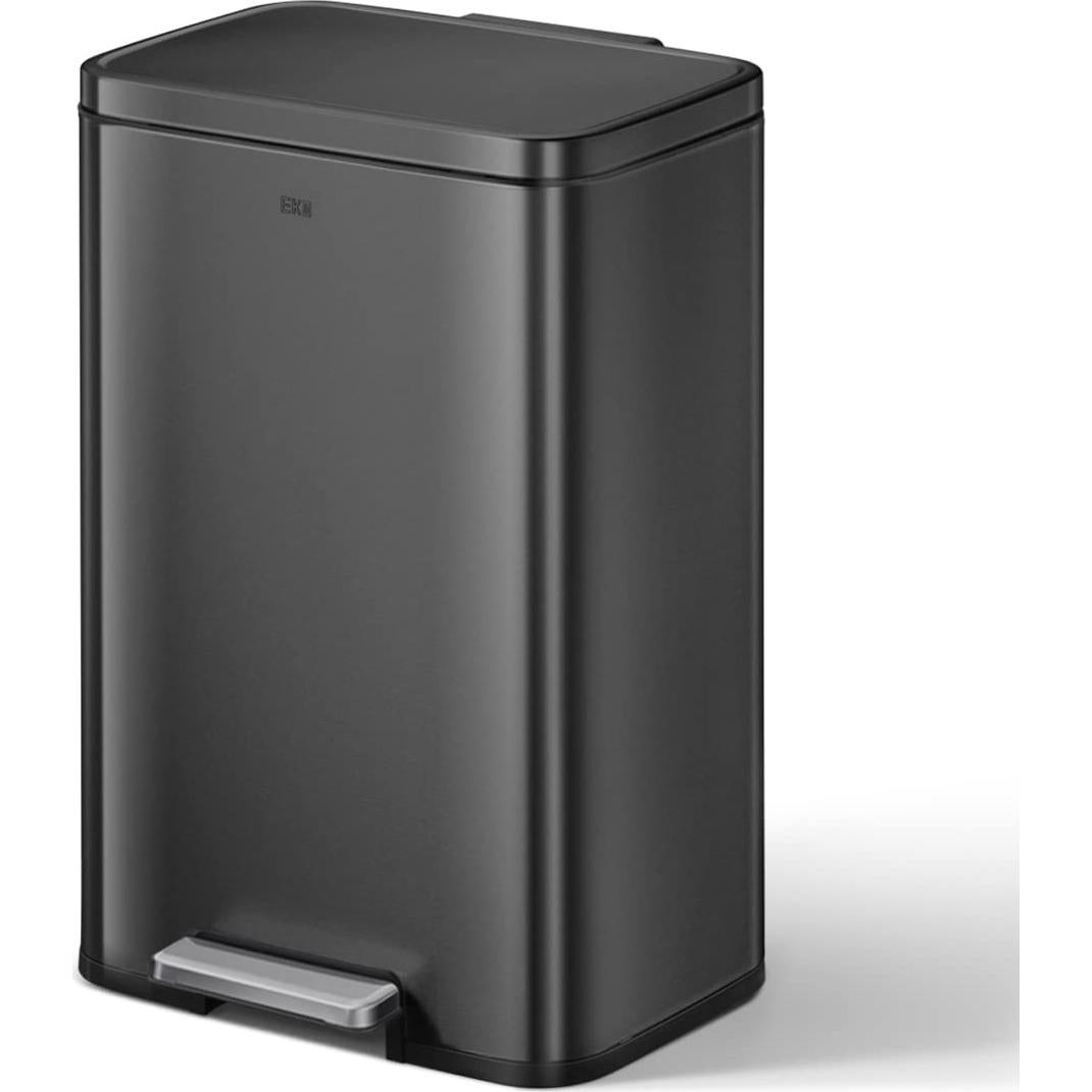 Cubo de Basura EKO Madison 50L Negro Mate con Tapa a Pedal