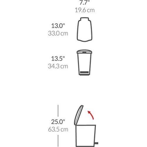 Basurero Compacto 10 Litros simplehuman Blanco Pedal Acero