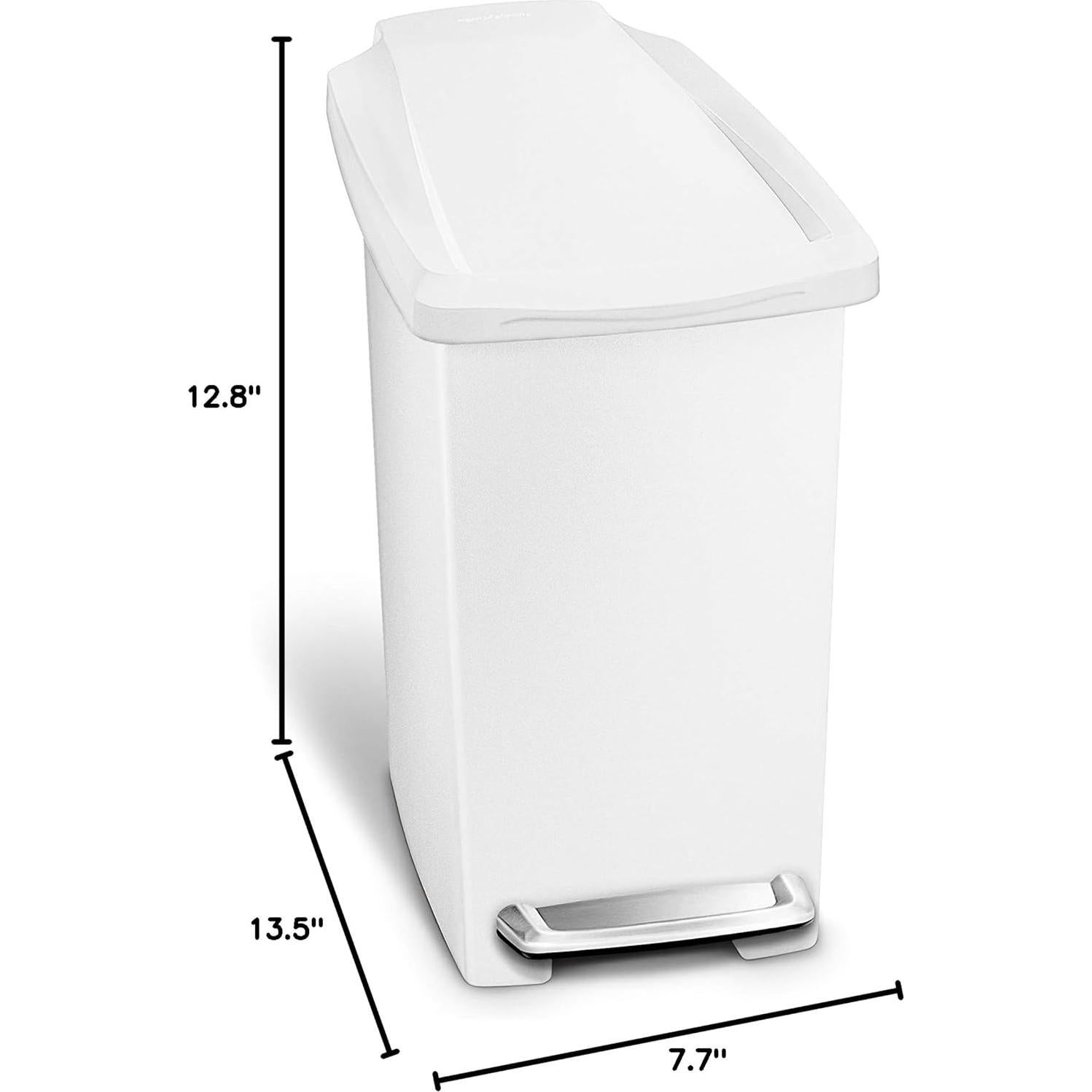 Basurero Compacto 10 Litros simplehuman Blanco Pedal Acero