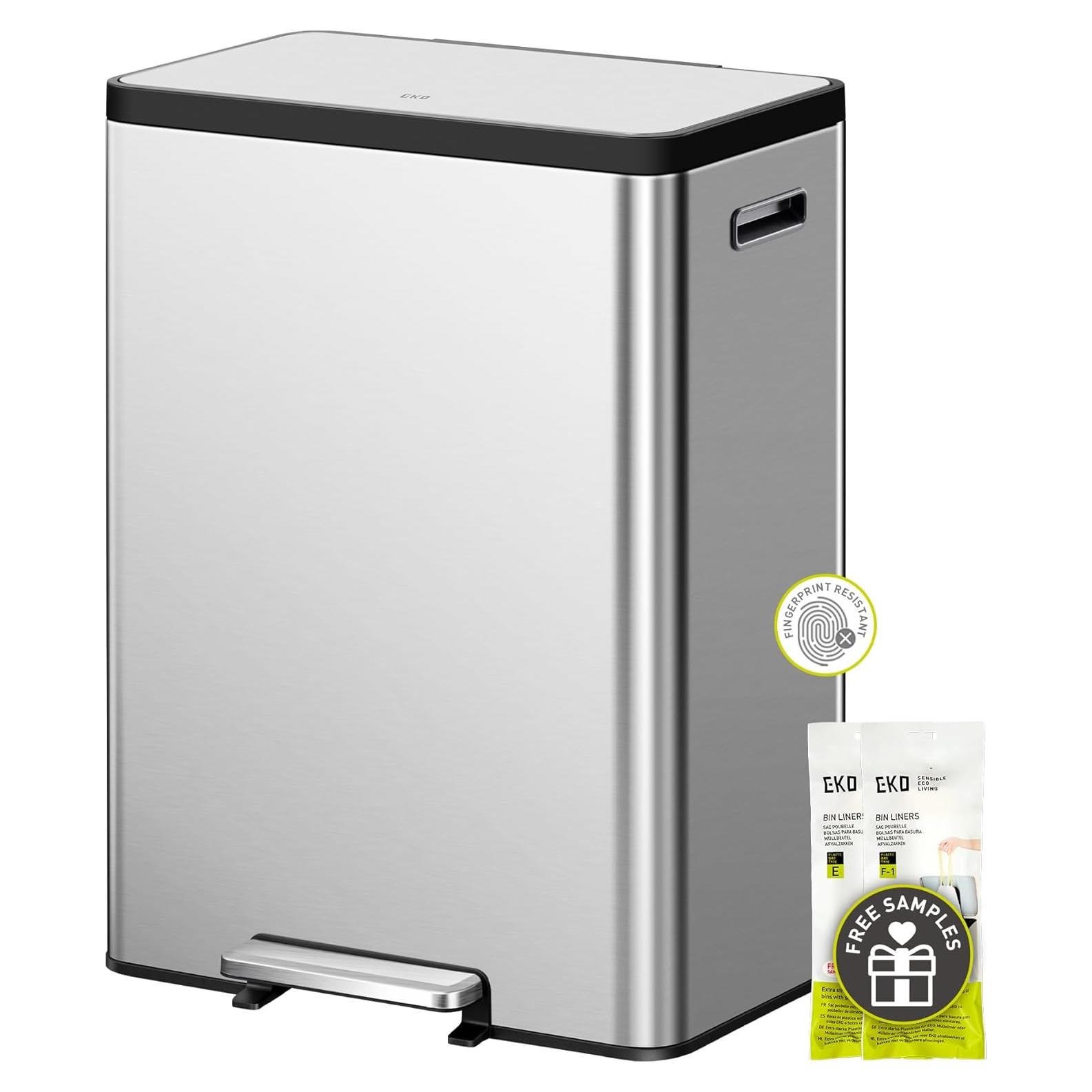 Basurero Doble EKO EcoCasa II 60L Acero Inoxidable con Tapa