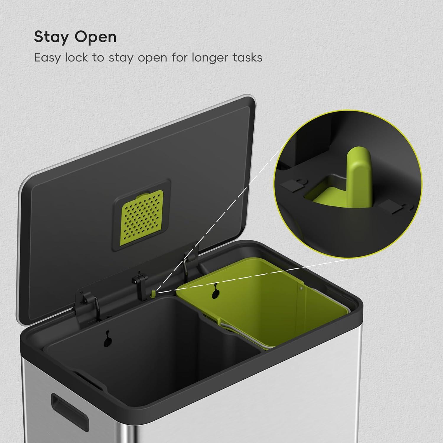 Basurero Doble EKO EcoCasa II 60L Acero Inoxidable con Tapa