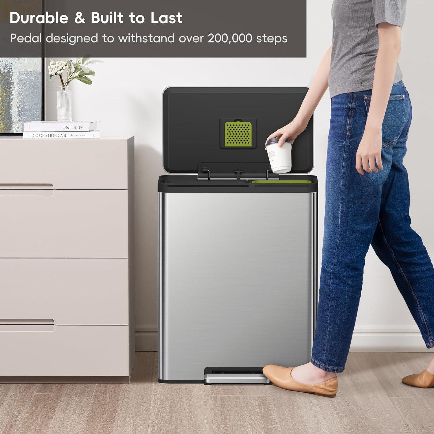 Basurero Doble EKO EcoCasa II 60L Acero Inoxidable con Tapa