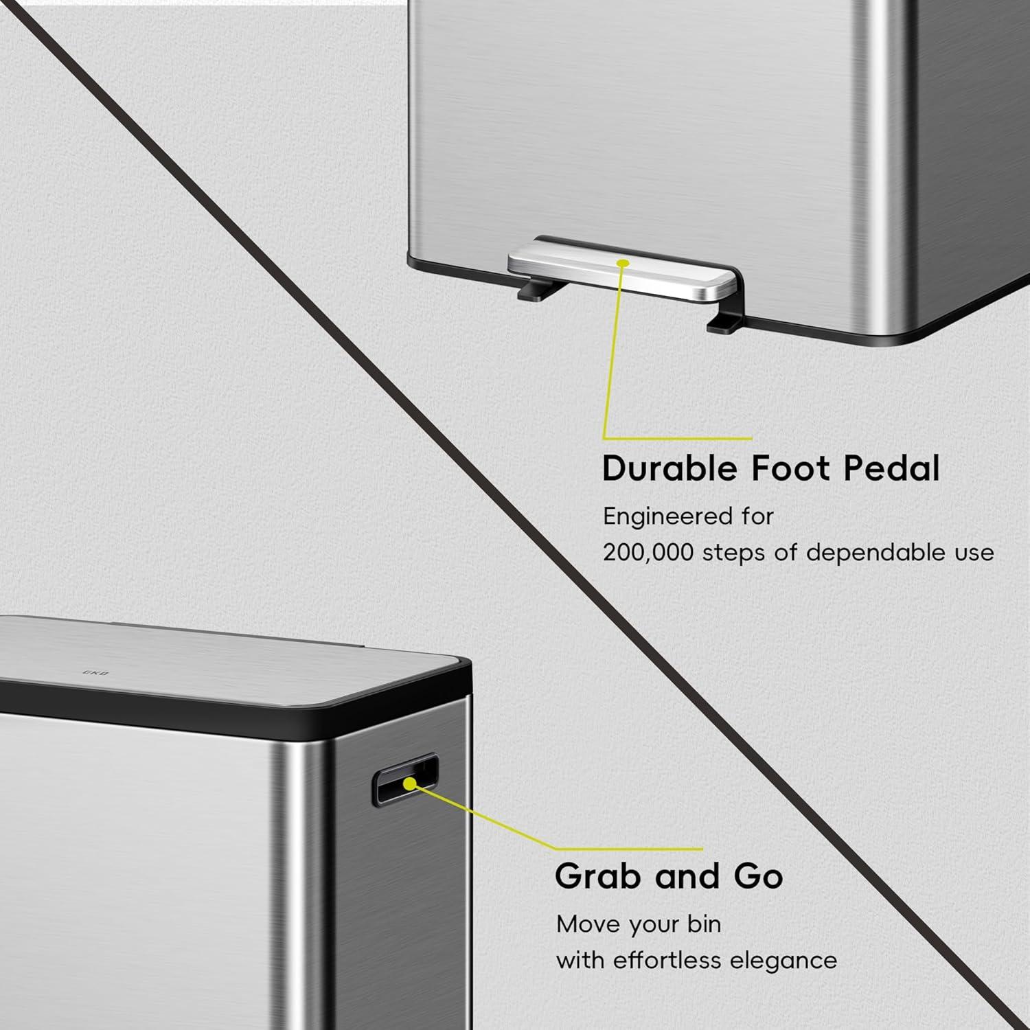 Basurero Doble EKO EcoCasa II 60L Acero Inoxidable con Tapa