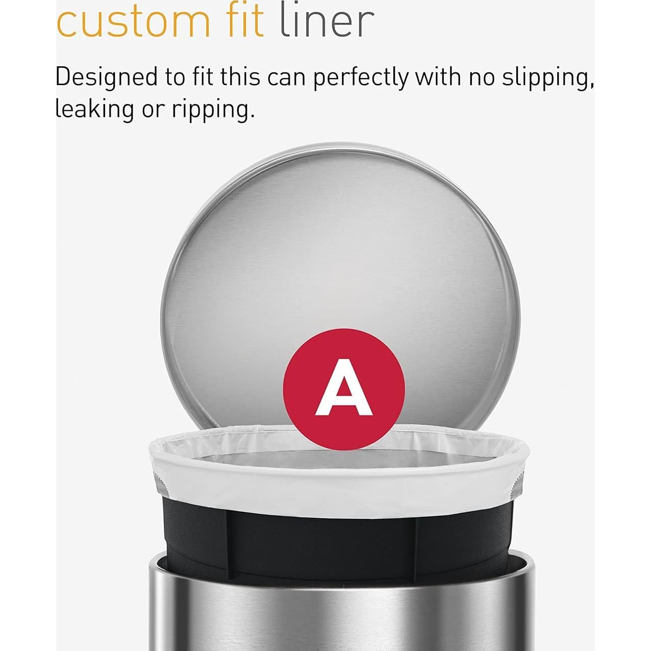 Forros de Basura Ajustados simplehuman Código A 90 Contador 4.5L