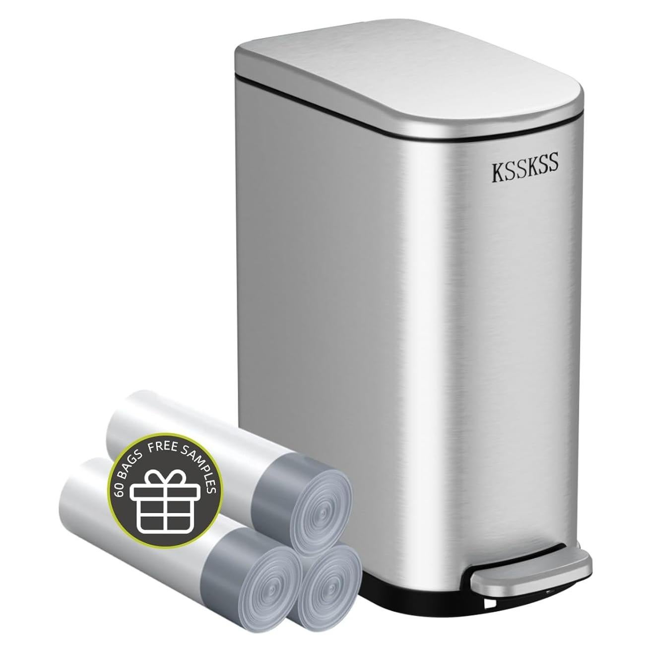 Bote de Basura Slim KSSKSS 10L Acero Inoxidable Plata