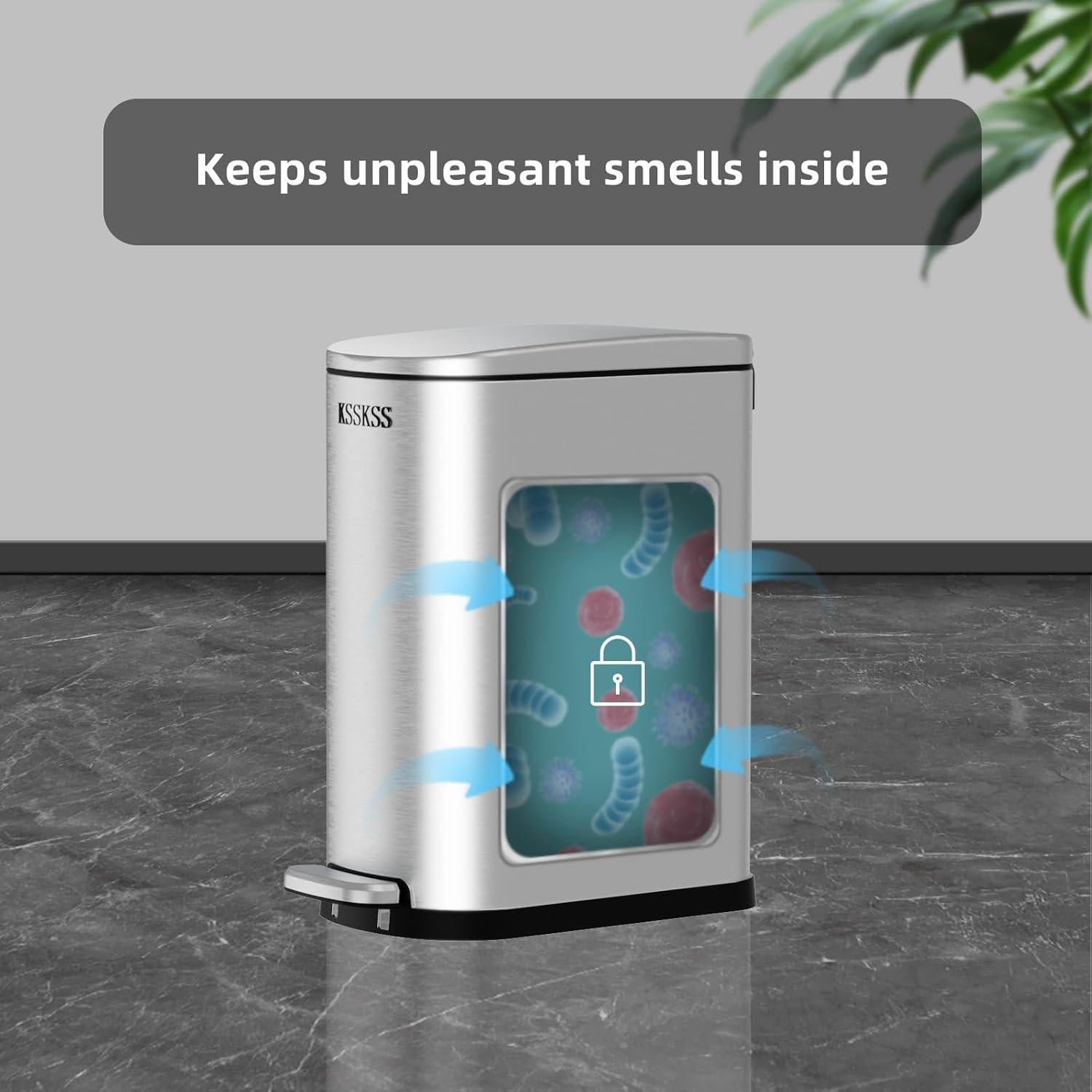 Bote de Basura Slim KSSKSS 10L Acero Inoxidable Plata