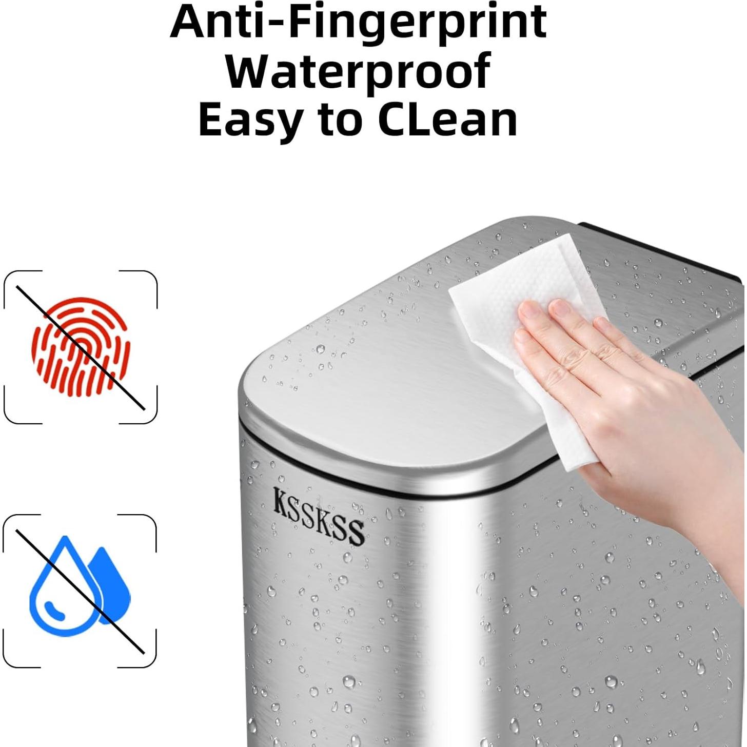 Bote de Basura Slim KSSKSS 10L Acero Inoxidable Plata