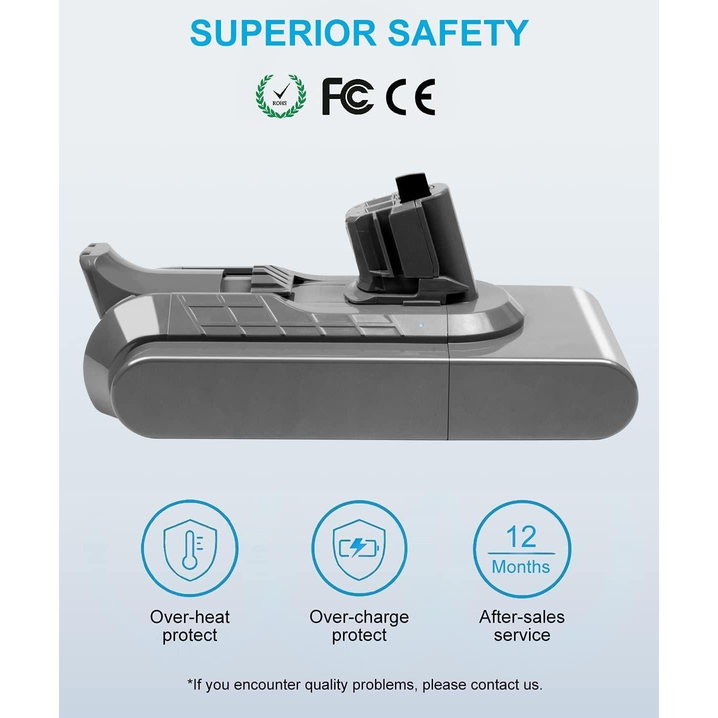 Batería de Reemplazo DTK para Aspiradora Dyson V11 V15 5000mAh