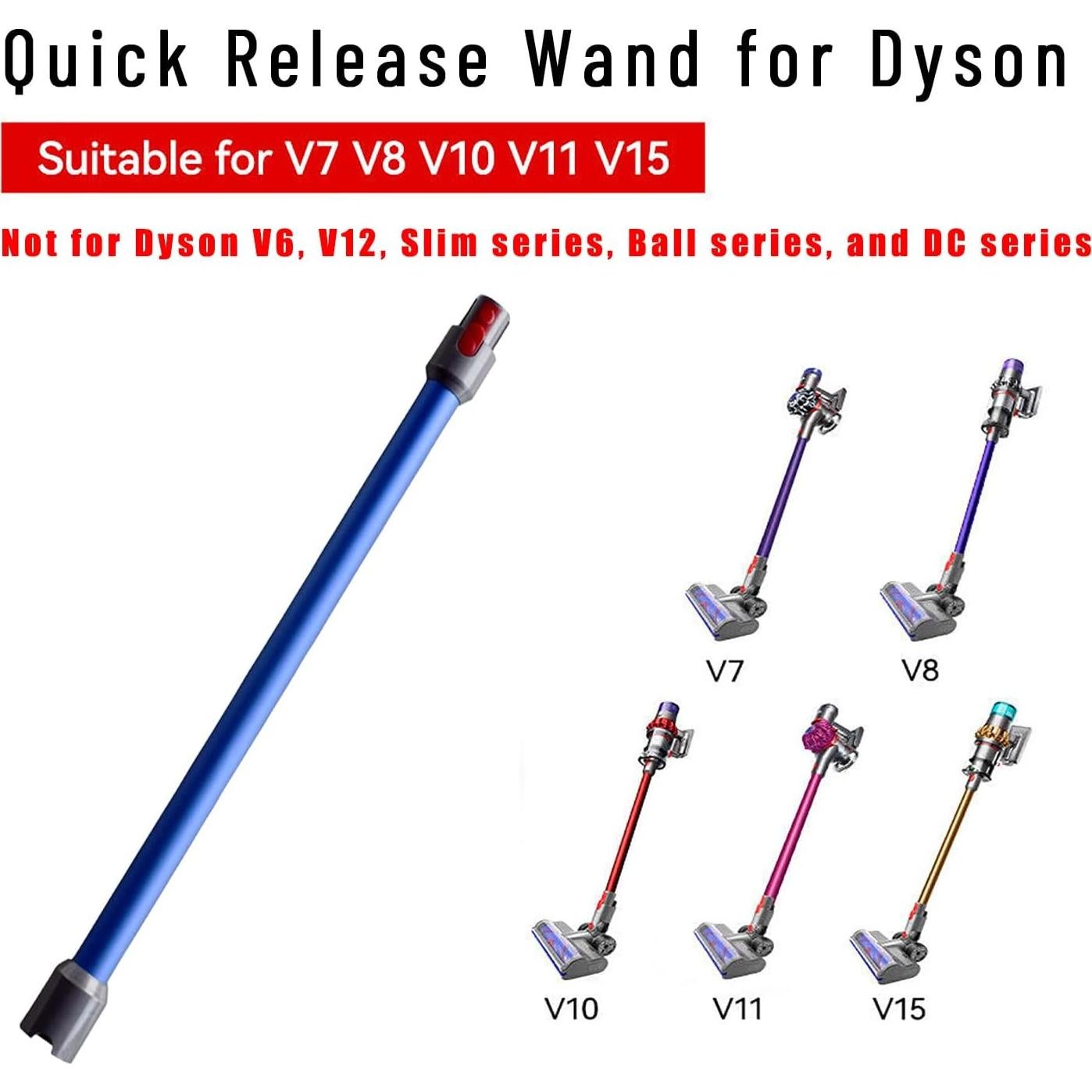 Tubo de Extensión Amalfy para Aspiradora Dyson V15 V11 V10 V8 V7 - 72.4 cm Azul