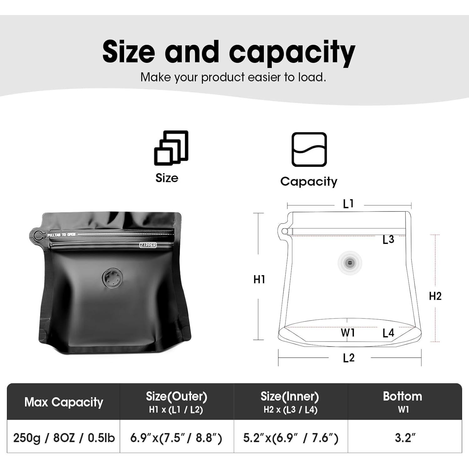 60 Bolsas de Café Ventiladas 8oz Renhe - Almacenamiento Alimentos