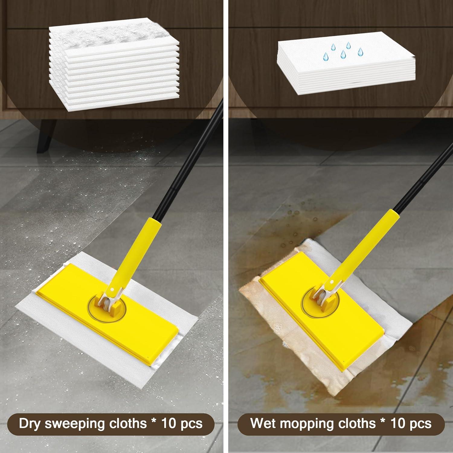 Mopa Barrendero NEWE 2-en-1 con 10 Paños Secos y Húmedos