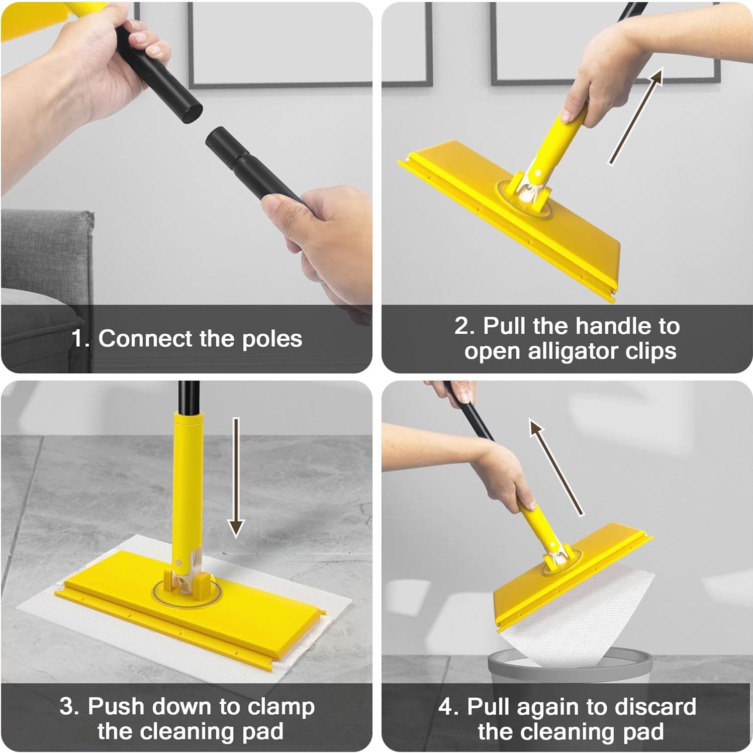 Mopa Barrendero NEWE 2-en-1 con 10 Paños Secos y Húmedos